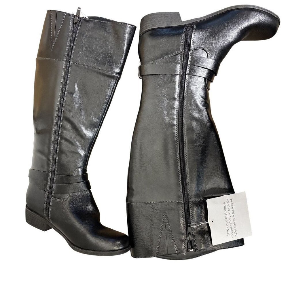 Natural Soul All-Thru Comfort Wide Calf Black Knee-High Boots 6.5M - Picture 5 of 7